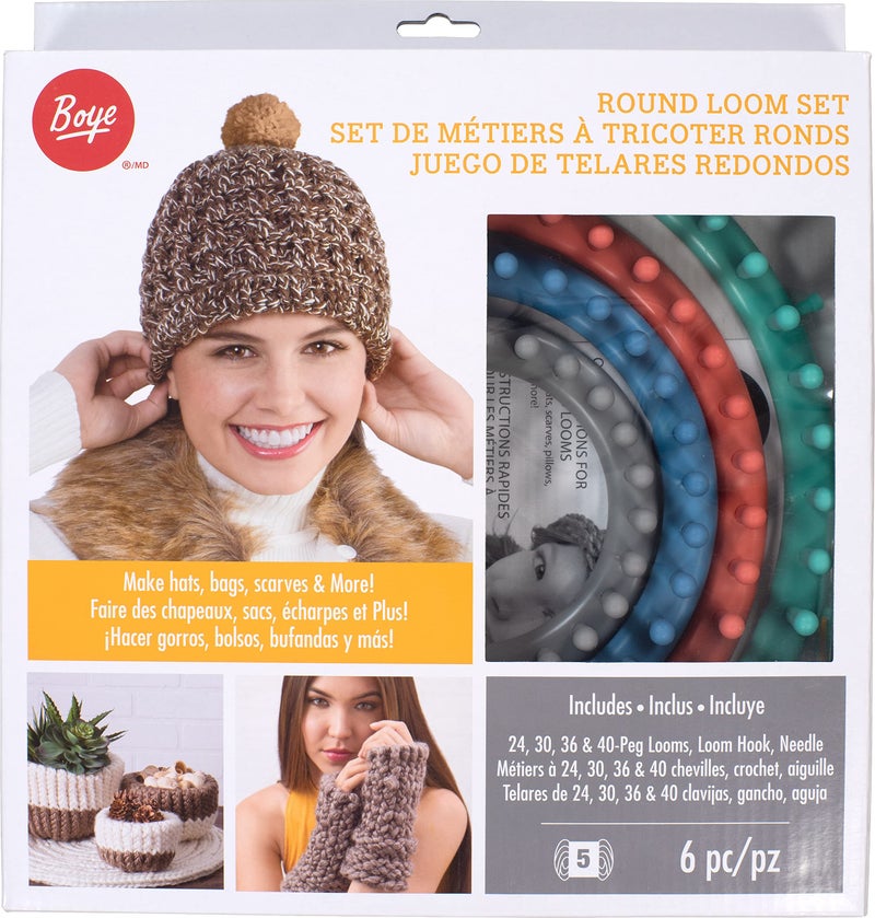 Boye Round Knitting Loom Set, 7pc, 5.5", 7.5", 9.5", and 11.5" D - Image 2